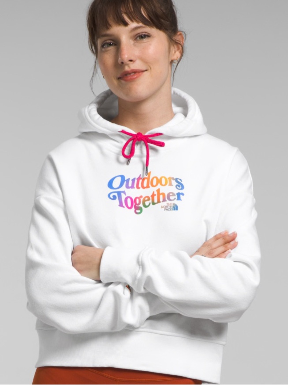 The North Face 'Outdoors Together' White Hoodie with Rainbow Logo